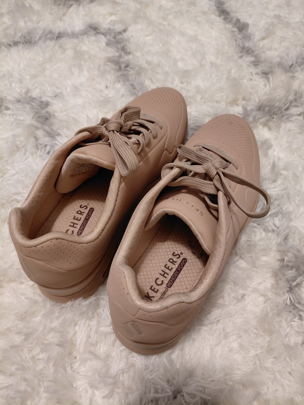 Skechers Women's Beige Casual Lace-Up Sneakers - Picture 3 of 10